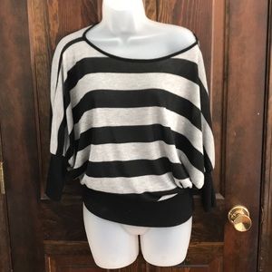 Quarter sleeve grey & black striped sweater